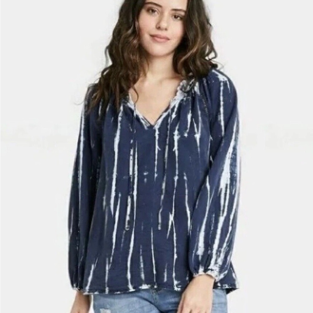 Knox Rose Women's Navy Tie-Dye‎ Top Size XL